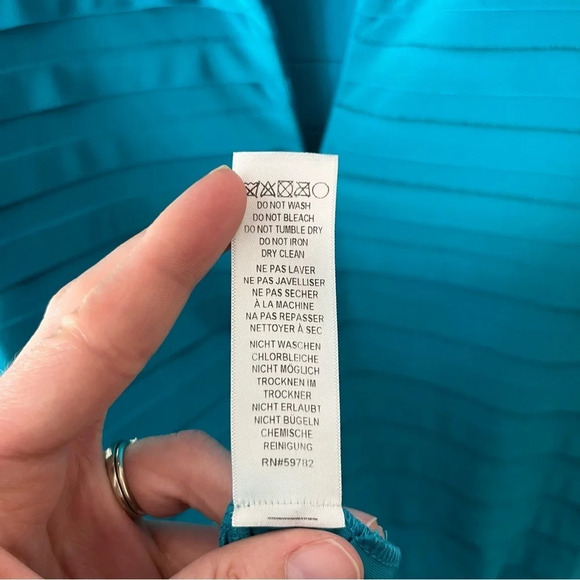 ADRIANNA Papell Stretchy Ribbed Square Neck Sheath Dress in Turquoise 10 - Picture 7 of 9